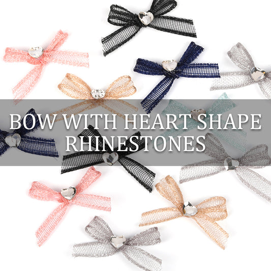 A67 Bow with heart shape rhinestones